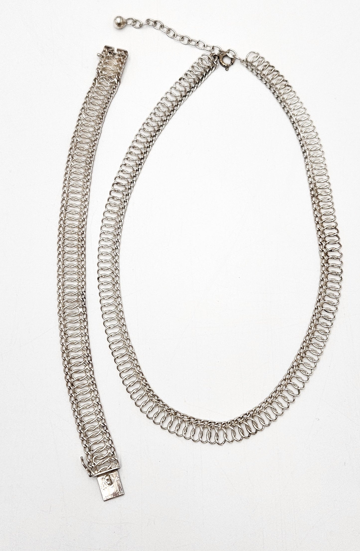 Binder Denmark sterling silver modernist Links Necklace Bracelet Set 1940-50s, view 5 of 10