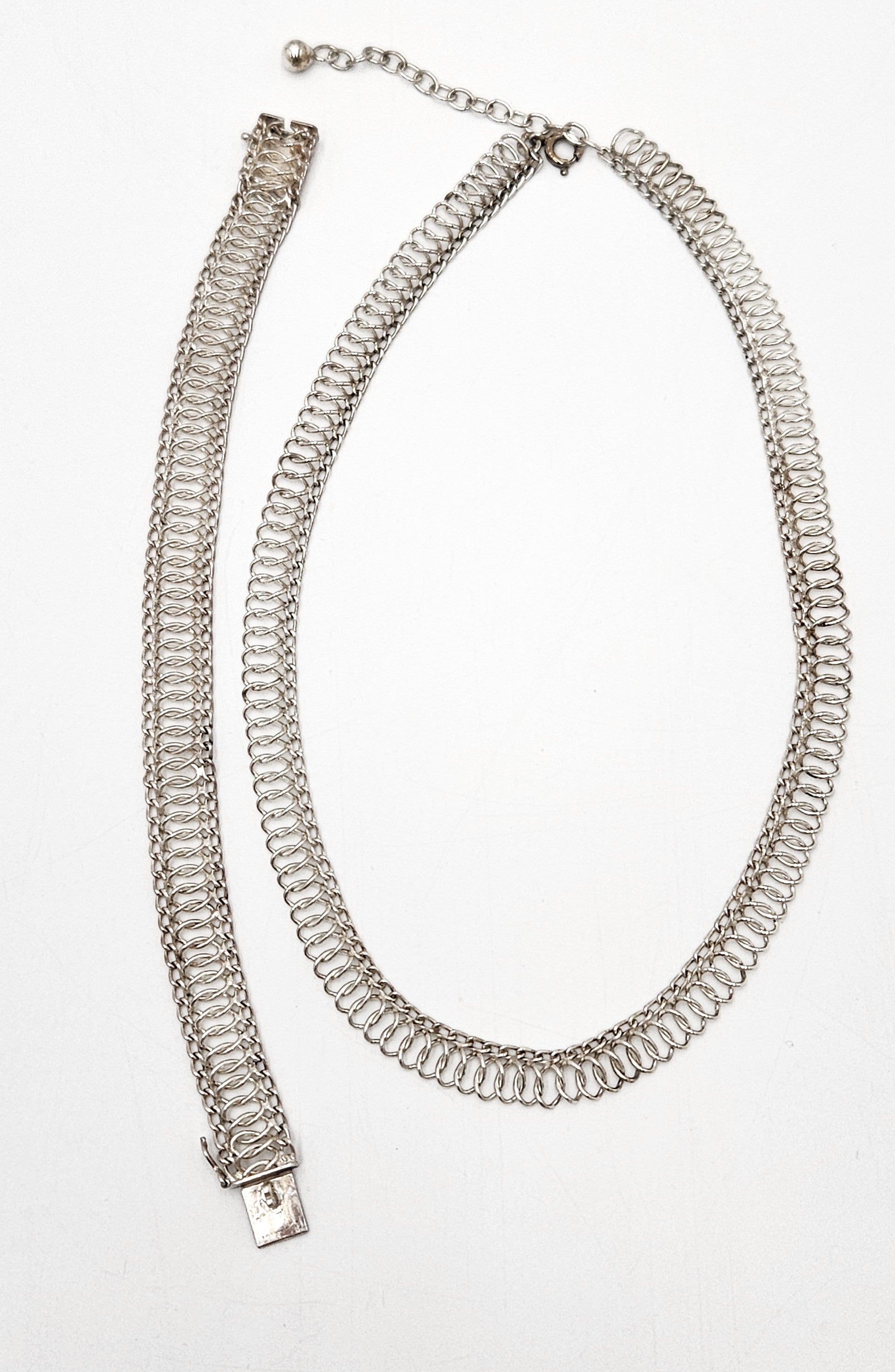 Binder Denmark sterling silver modernist Links Necklace Bracelet Set 1940-50s, view 5 of 10