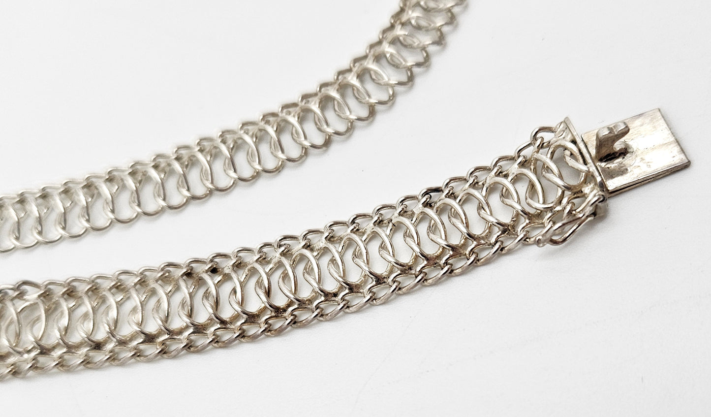 Binder Denmark sterling silver modernist Links Necklace Bracelet Set 1940-50s, view 6 of 10