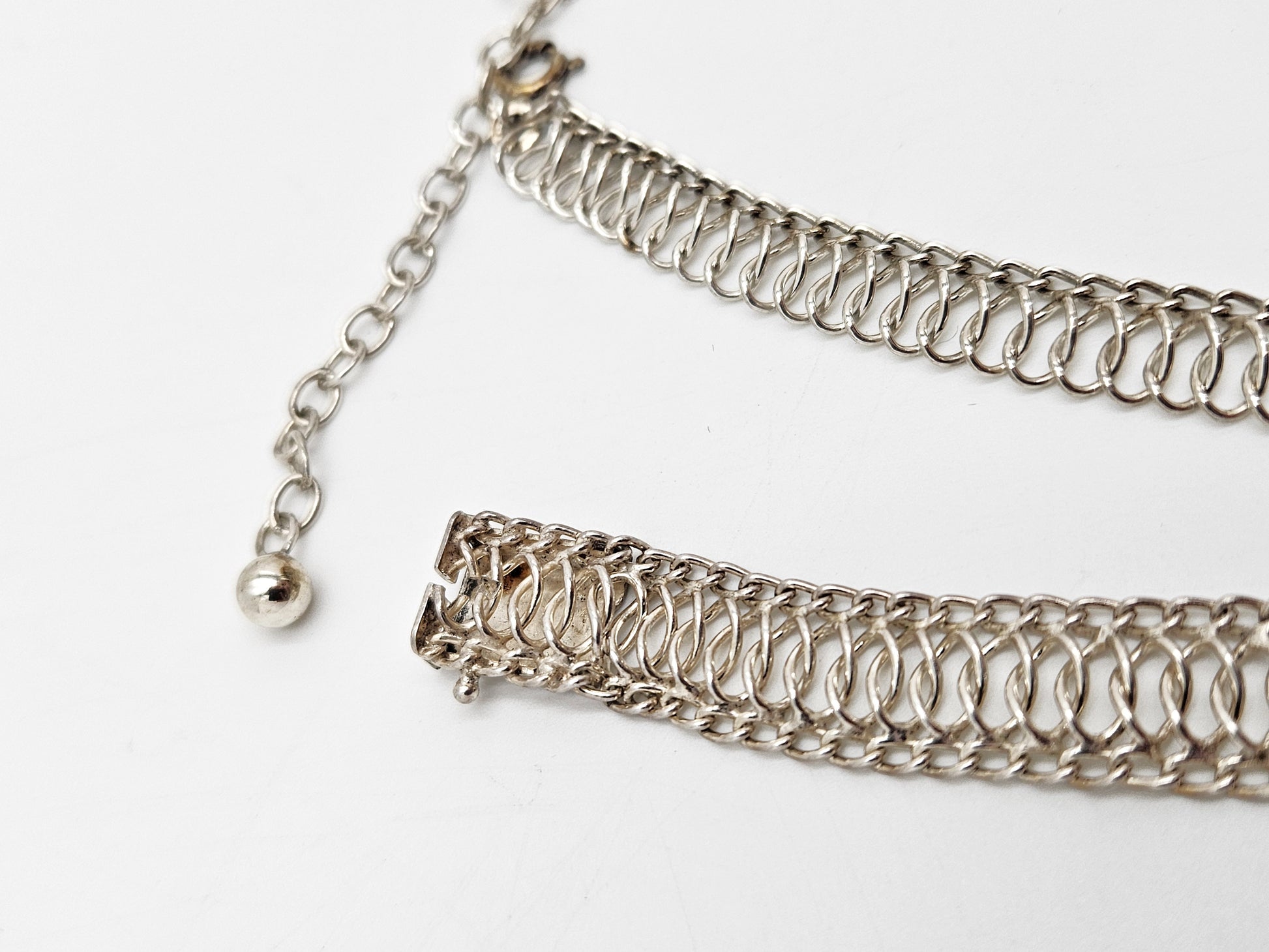 Binder Denmark sterling silver modernist Links Necklace Bracelet Set 1940-50s, view 7 of 10