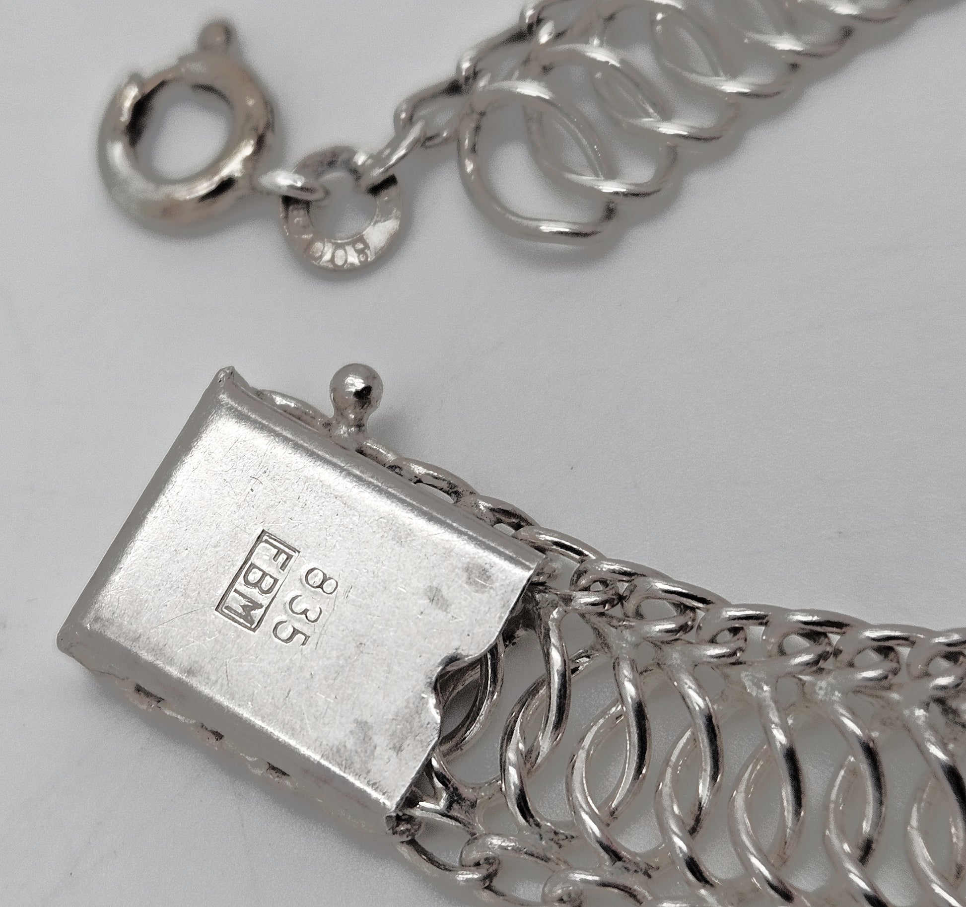 Binder Denmark sterling silver modernist Links Necklace Bracelet Set 1940-50s, view 9 of 10