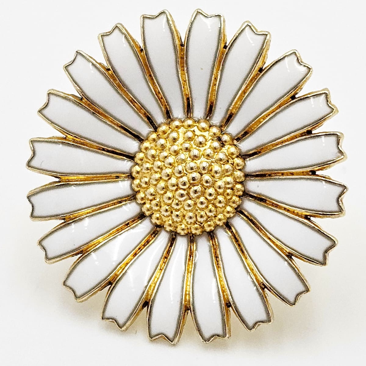 Superbe bague en argent sterling et émail, grand modèle Marguerite, Anton Michelsen Danemark, années 40