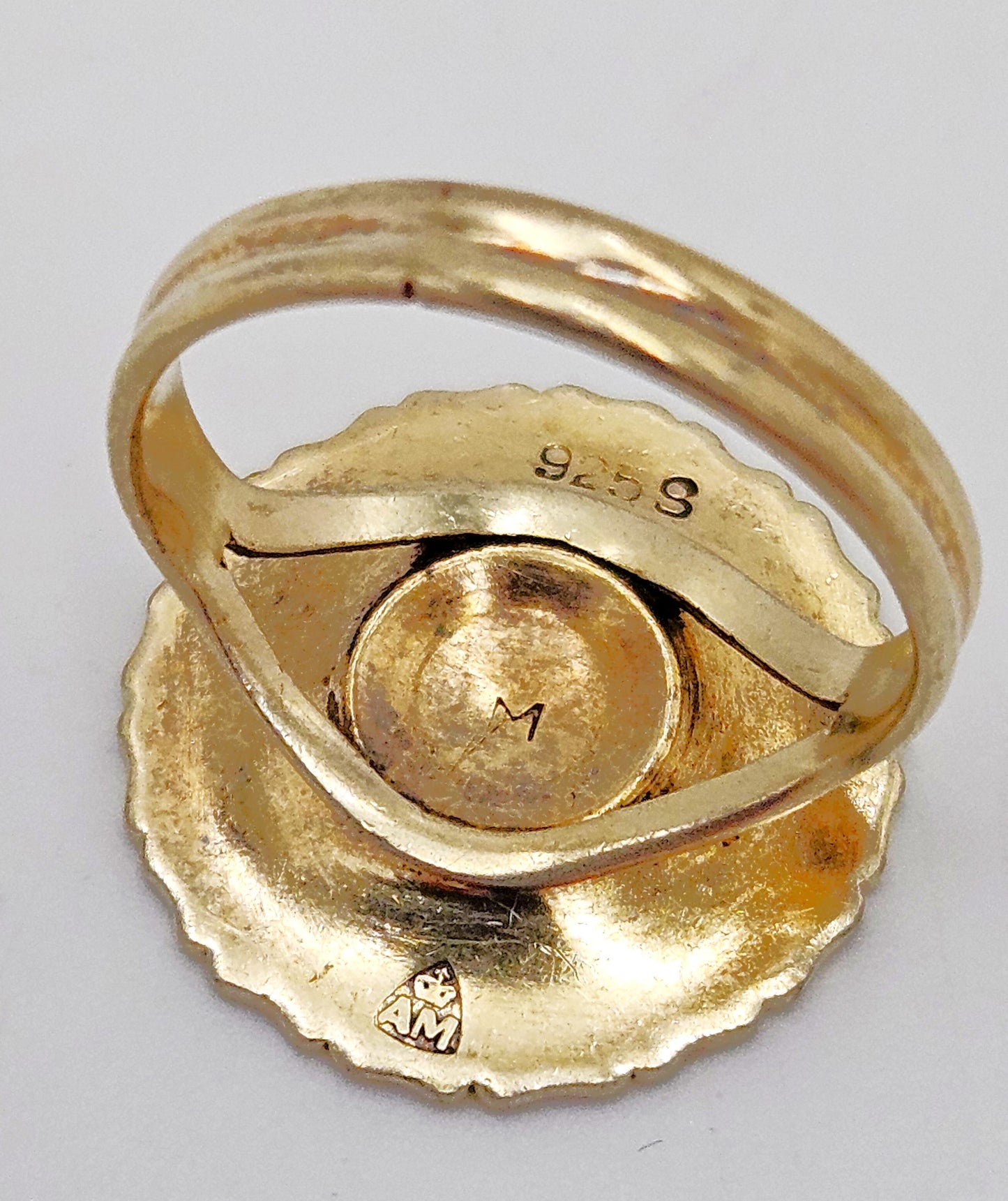 Anton Michelsen Denmark sterling silver enamel Marguerite Daisy Flower Ring 1940s, view 6 of 7