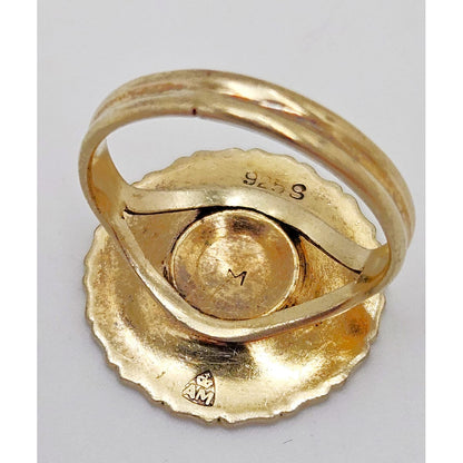 Anton Michelsen Denmark sterling silver enamel Marguerite Daisy Flower Ring 1940s, view 6 of 7