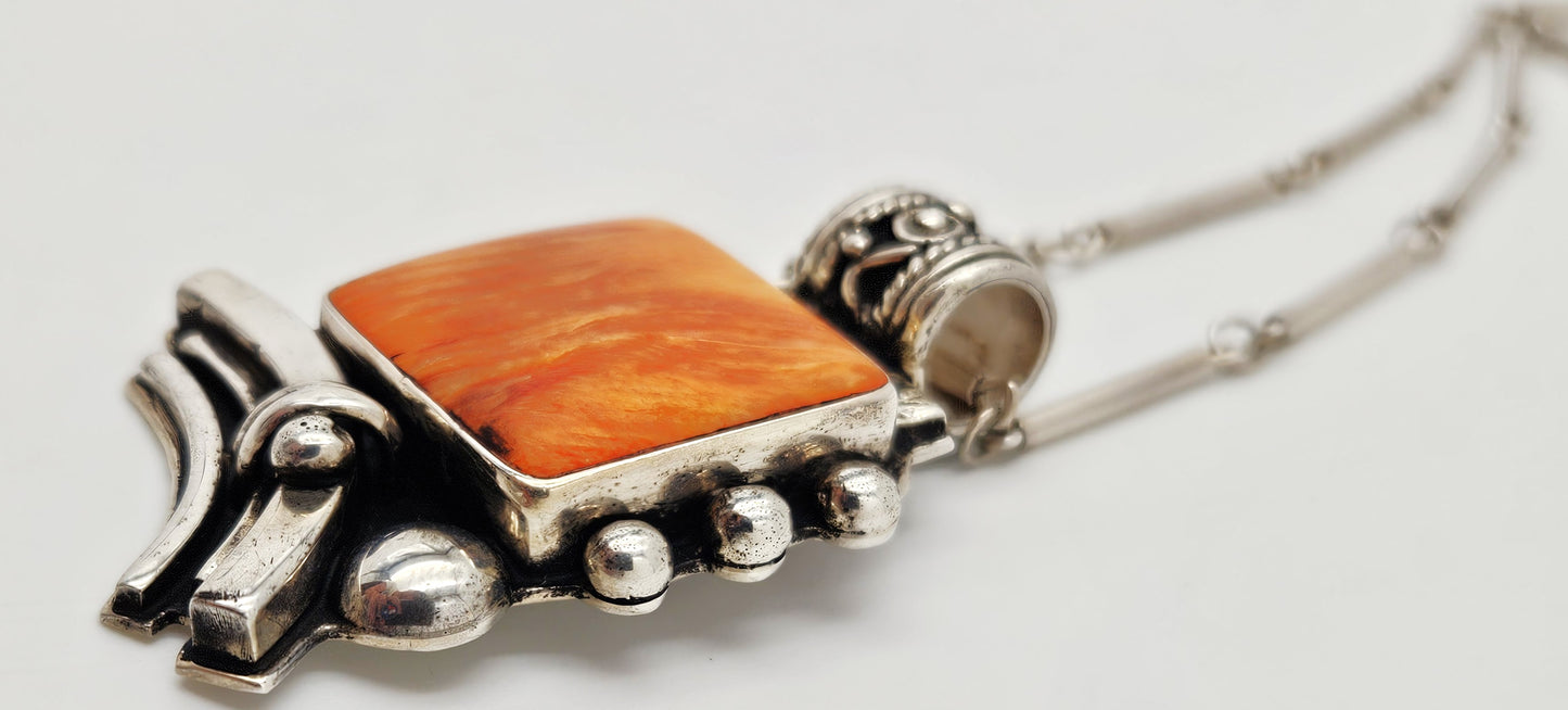 OOAK Victor Yurivilca Sterling Spiny Oyster Abstract Large Statement Necklace