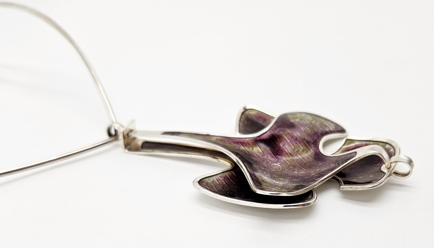 David Andersen BSO Norway 925 Enamel Modernist Statement Necklace 1960s