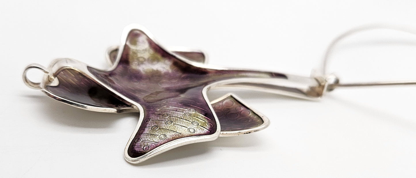 David Andersen BSO Norway 925 Enamel Modernist Statement Necklace 1960s