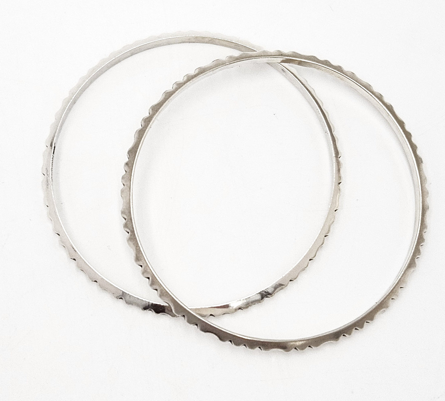 Norway+ Designs Erling Christoffersen Rare Set/2 Sterling Ridged Bangles 1960s