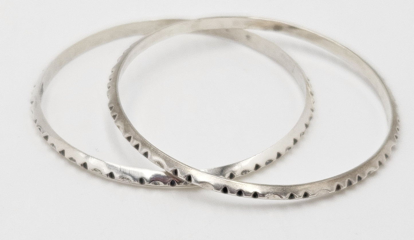 Norway+ Designs Erling Christoffersen Rare Set/2 Sterling Ridged Bangles 1960s