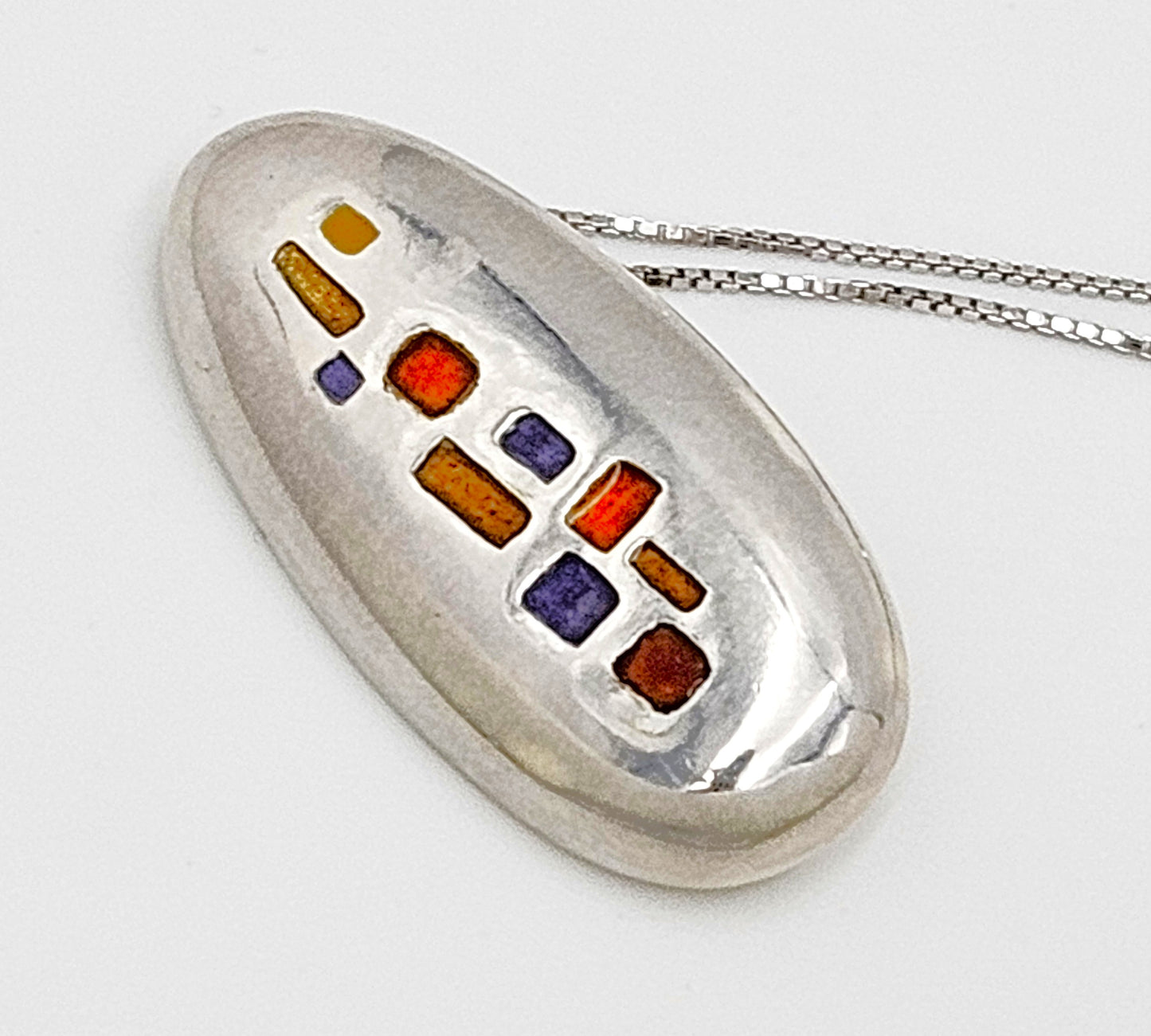 Italian Designer Paloma Canivet Sterling Enamel Modernist Necklace 1970/80s