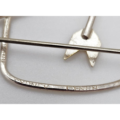Superb Designer Sydney Lynch Sterling &amp; 22k Gold Heart Shaped Arrow Brooch, silver, multicolor, sterling silver - image 7 of 8