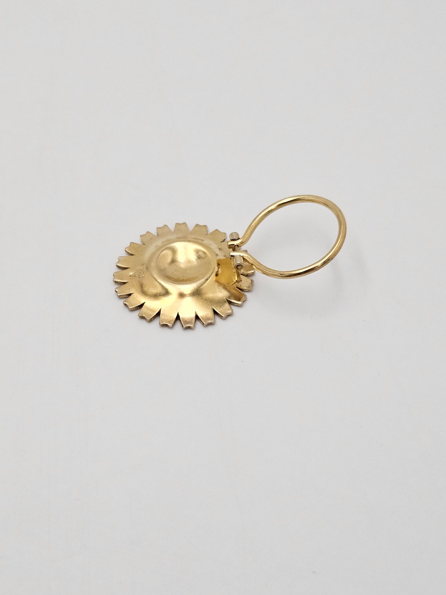 Anton Michelsen Denmark sterling silver enamel Daisy Flower Brooch Scarf Clip 1940s, view 4 of 10