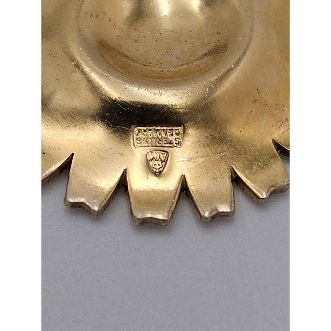 Anton Michelsen Denmark sterling silver enamel Daisy Flower Brooch Scarf Clip 1940s, view 5 of 10