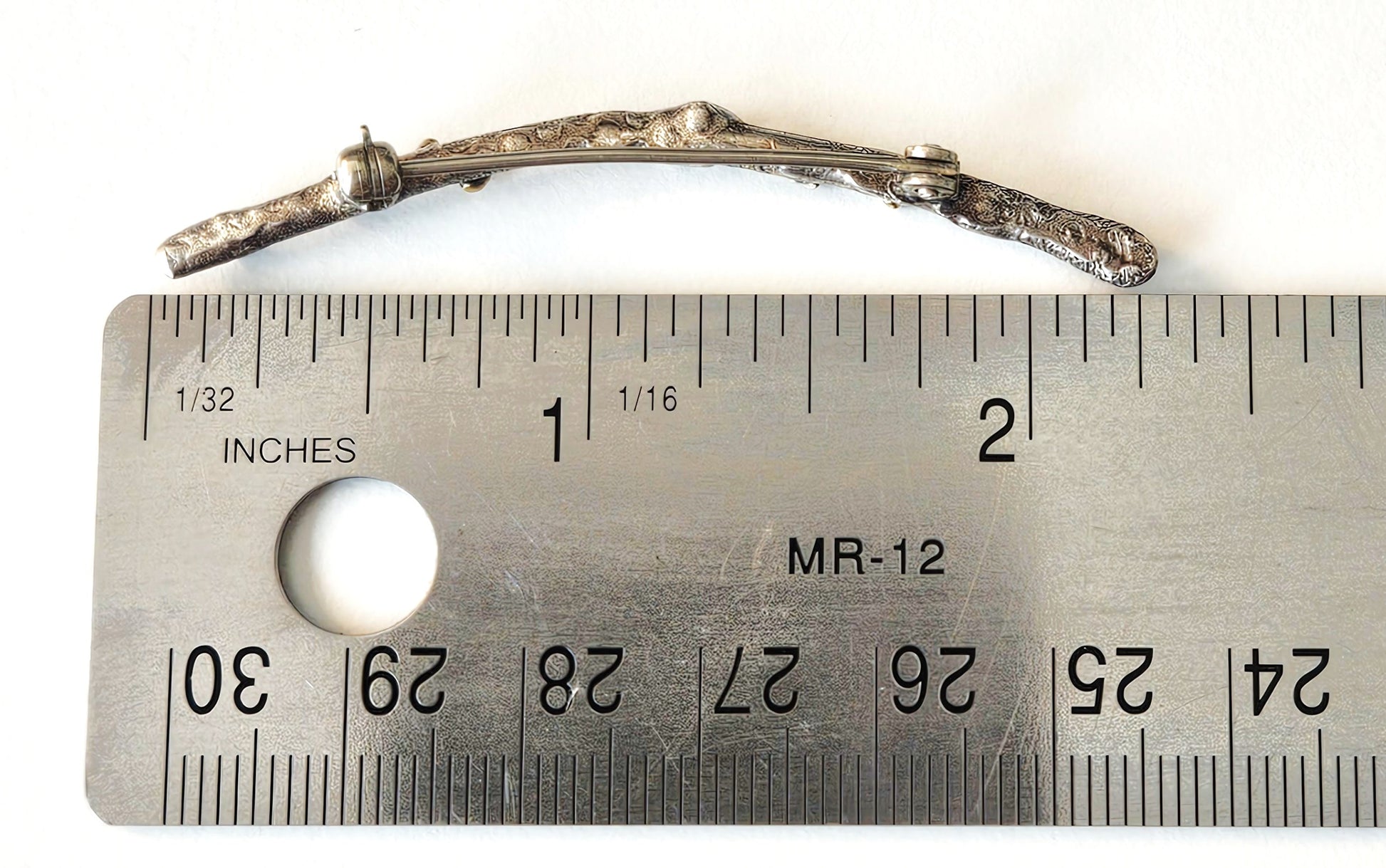 MCM Sterling Artisan Brooch Jewelry Artisan Signed Sterling w/ 24k Gold Accents Modernist Twig Branch Leaves Brooch