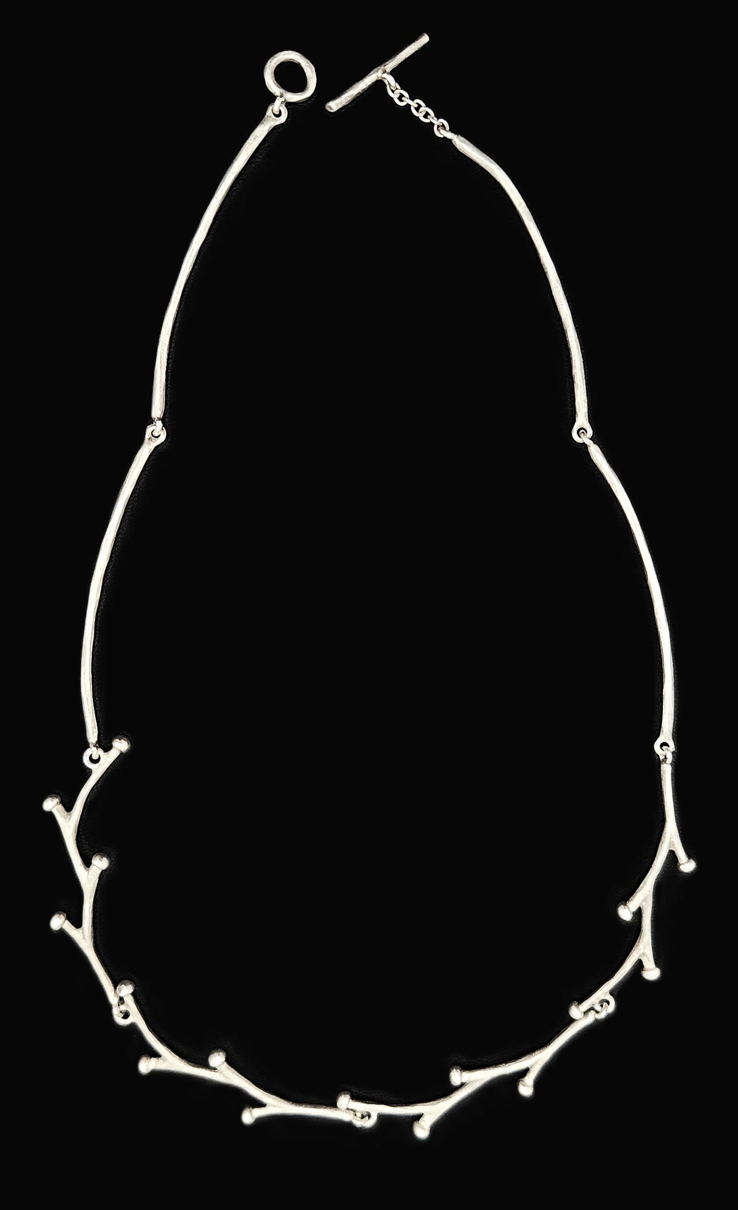 Handwrought Artisan sterling silver modernist Tree Branch Links Necklace, view 1 of 7