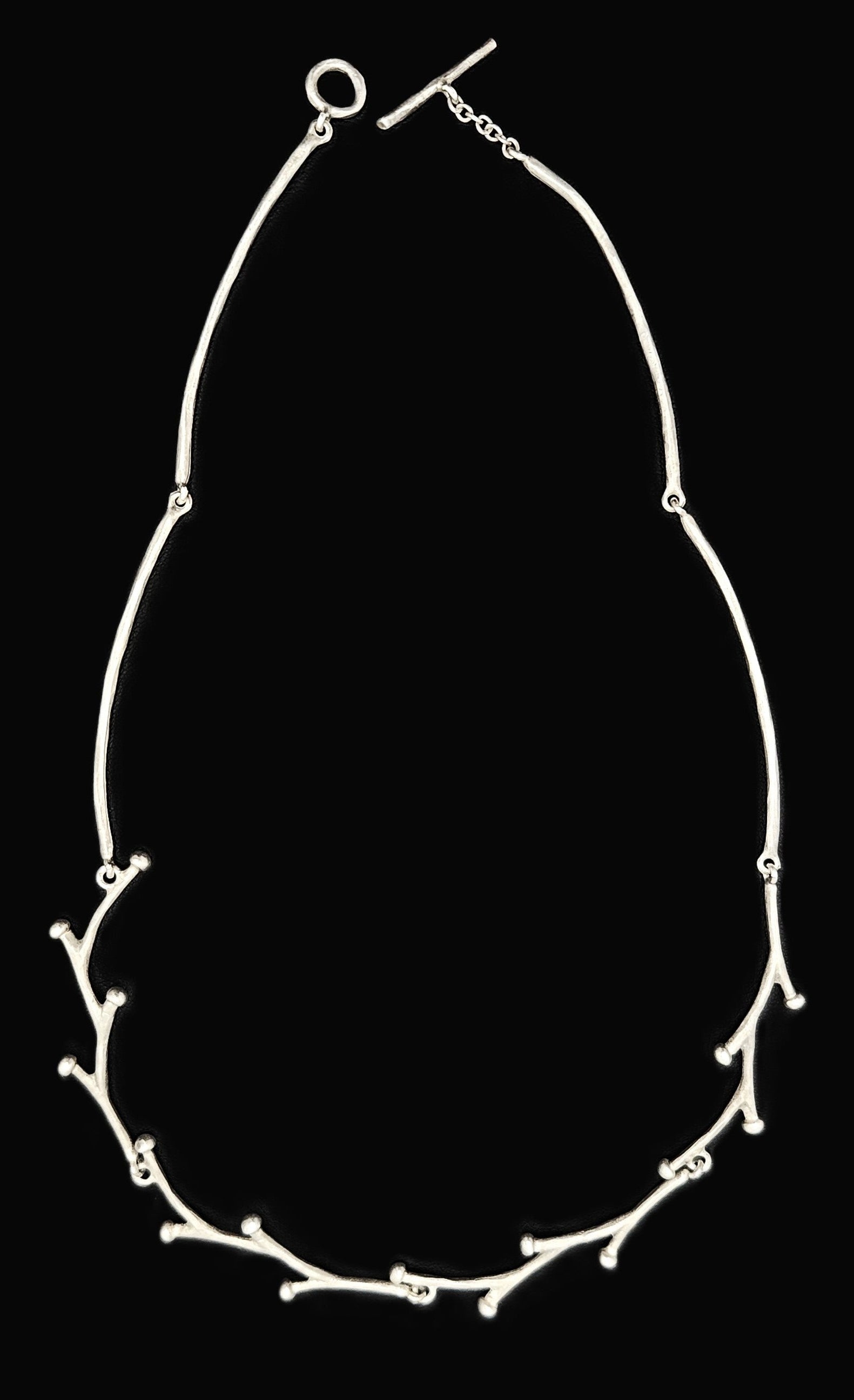 Handwrought Artisan sterling silver modernist Tree Branch Links Necklace, view 1 of 7