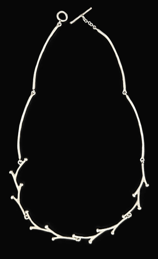 Handwrought Artisan sterling silver modernist Tree Branch Links Necklace, view 1 of 7