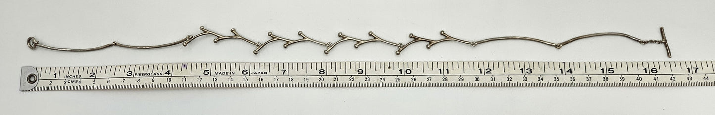 Handwrought Artisan sterling silver modernist Tree Branch Links Necklace, view 7 of 7