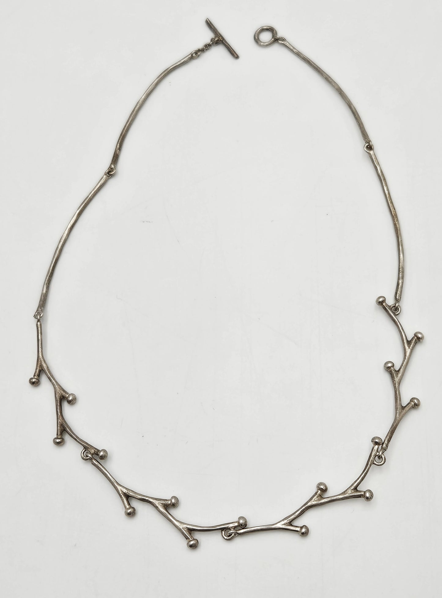 Handwrought Artisan sterling silver modernist Tree Branch Links Necklace, view 3 of 7