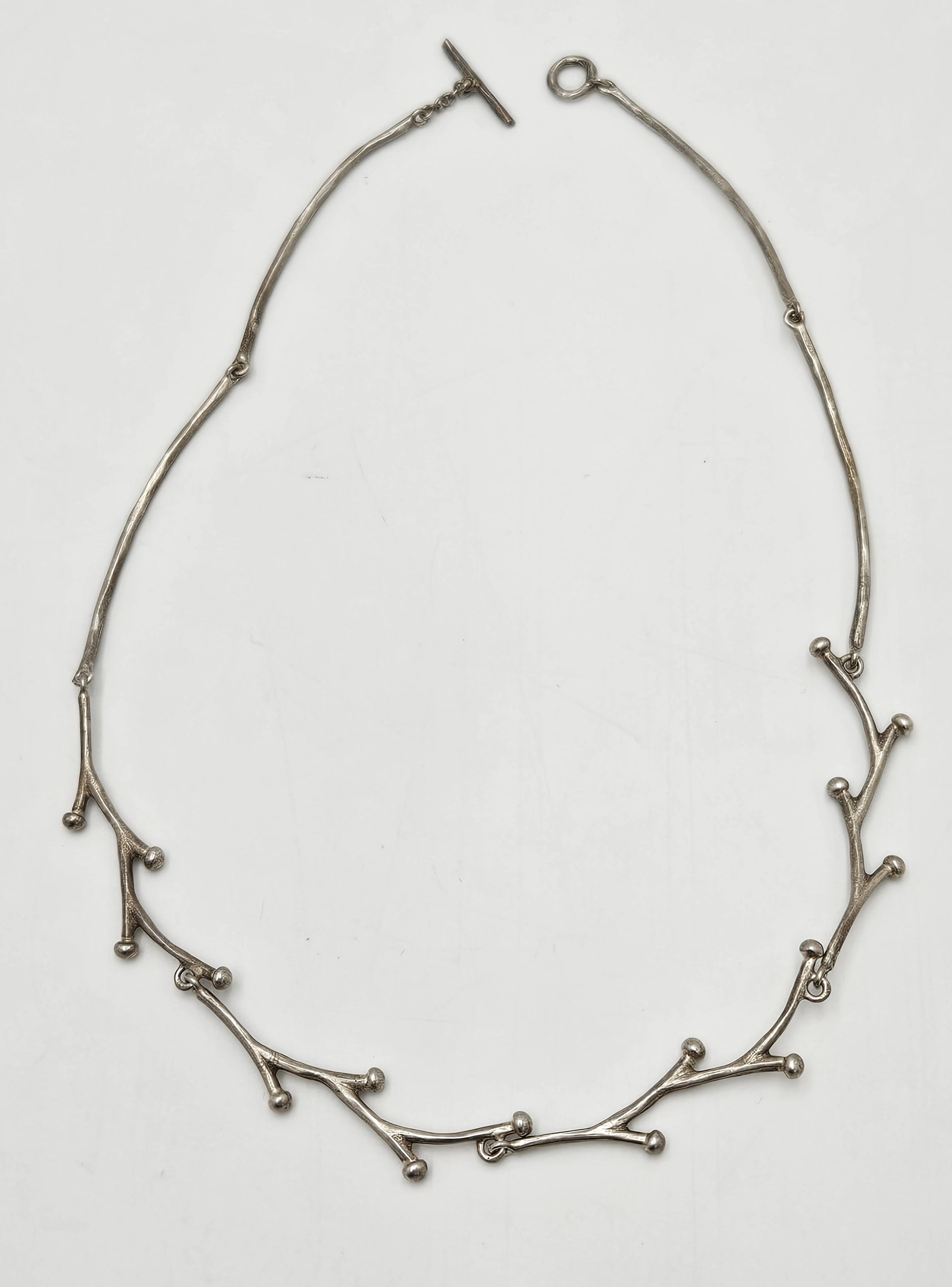 Handwrought Artisan sterling silver modernist Tree Branch Links Necklace, view 3 of 7