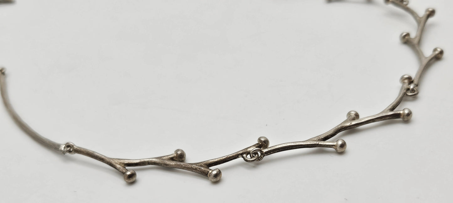 Handwrought Artisan sterling silver modernist Tree Branch Links Necklace, view 4 of 7