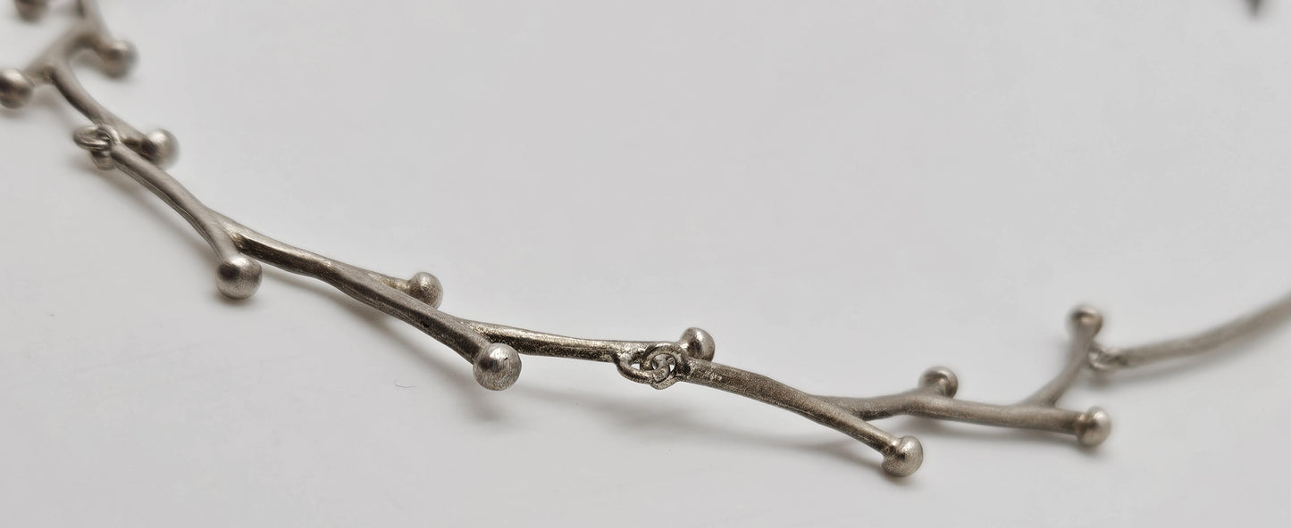 Handwrought Artisan sterling silver modernist Tree Branch Links Necklace, view 5 of 7