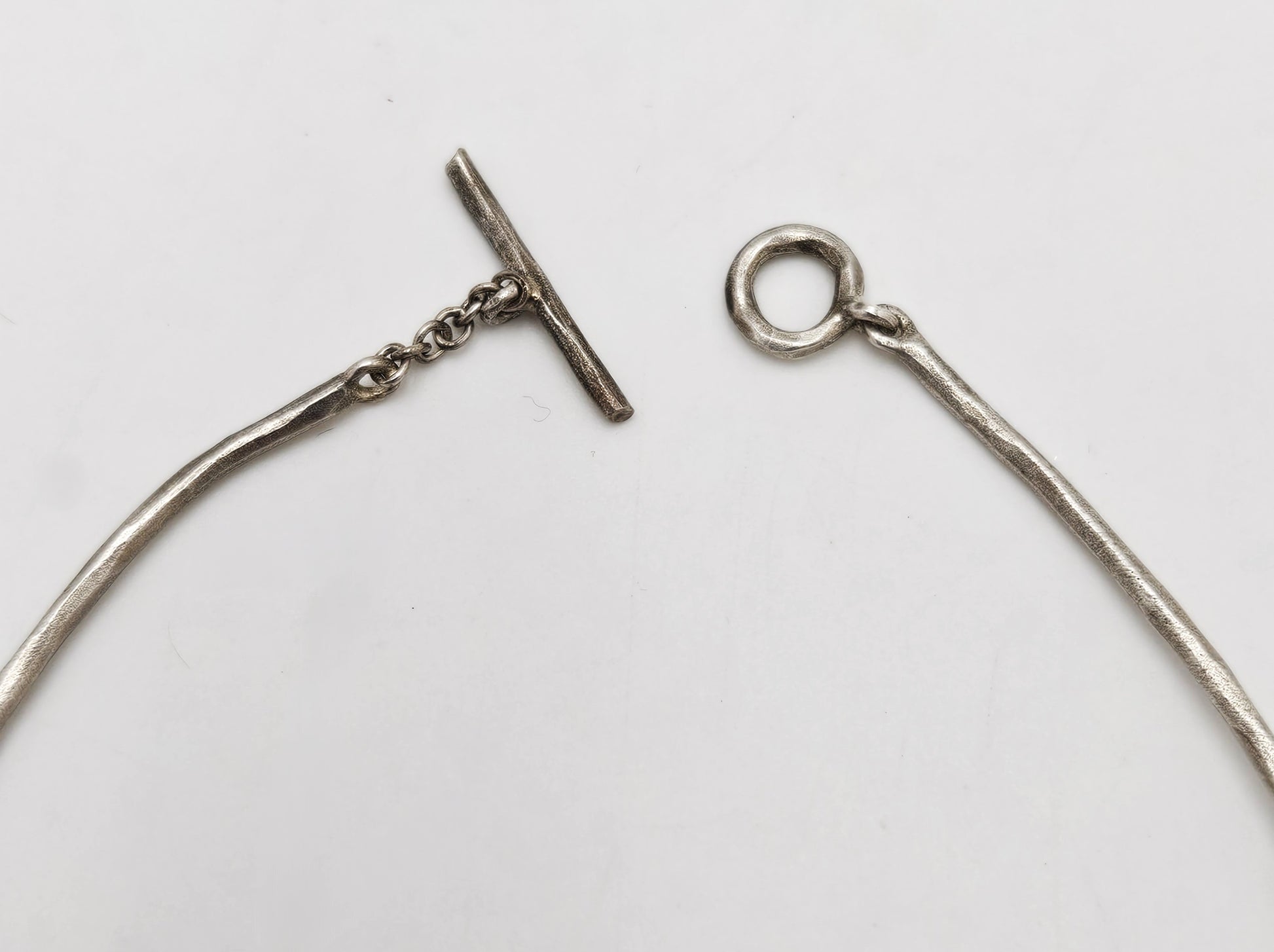 Handwrought Artisan sterling silver modernist Tree Branch Links Necklace, view 6 of 7