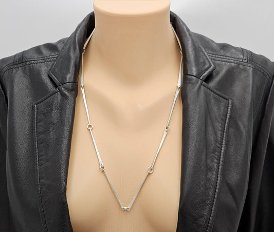 Danish Designer Søren Borup sterling silver modernist Bar Link Chain Necklace 1960s, view 2 of 7