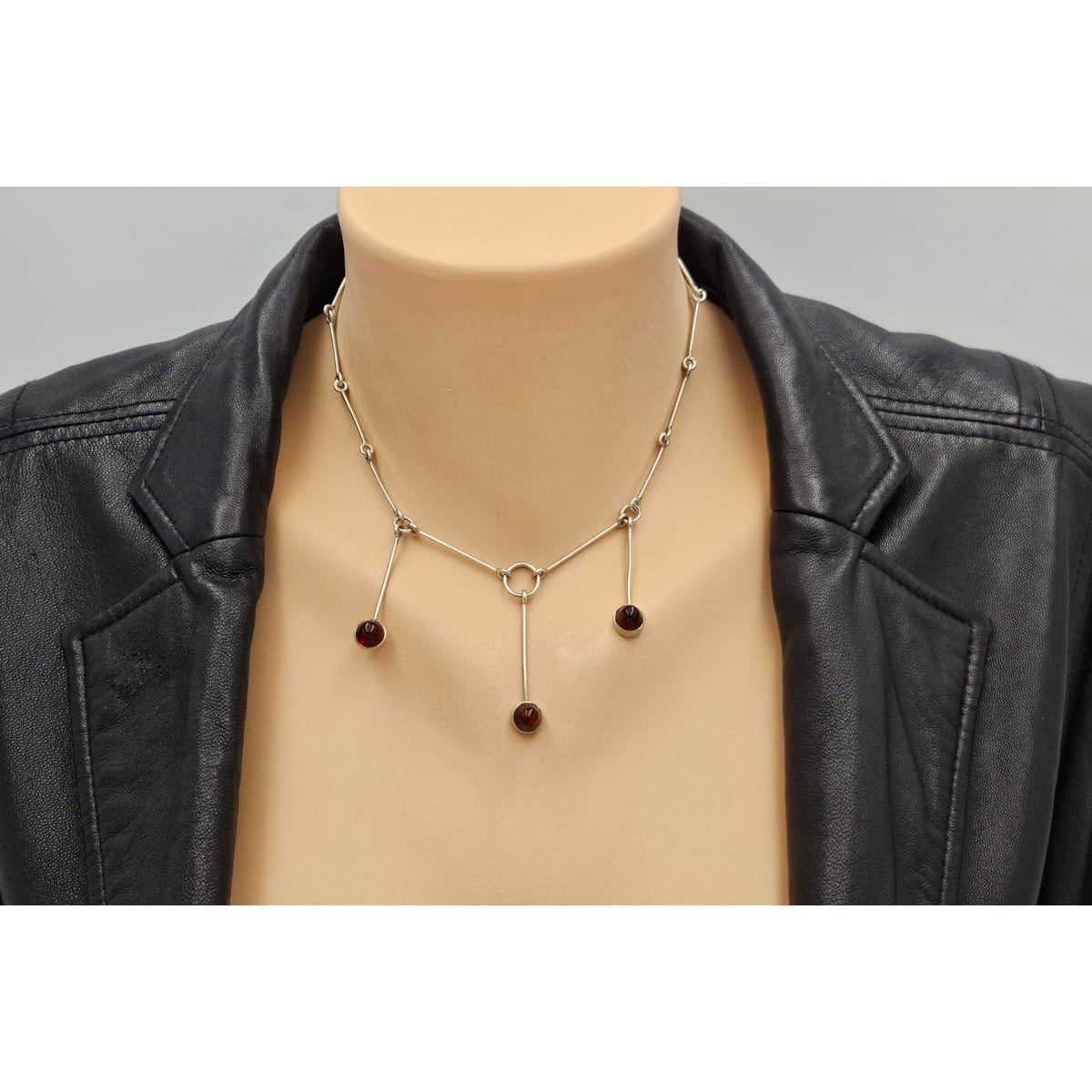 Assentorp Denmark sterling silver and Amber Multi-Pendant Articulating Necklace 1960s, view 2 of 8