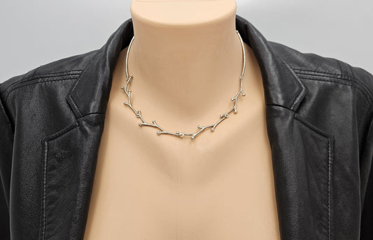 Handwrought Artisan sterling silver modernist Tree Branch Links Necklace, view 2 of 7