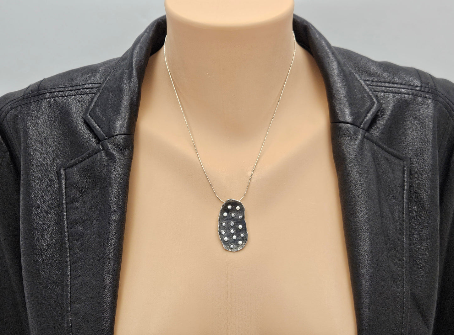 Retired Silpada G&H Sterling Silver Pearls Swarovski Crystals Modernist Necklace, alternate product view 7