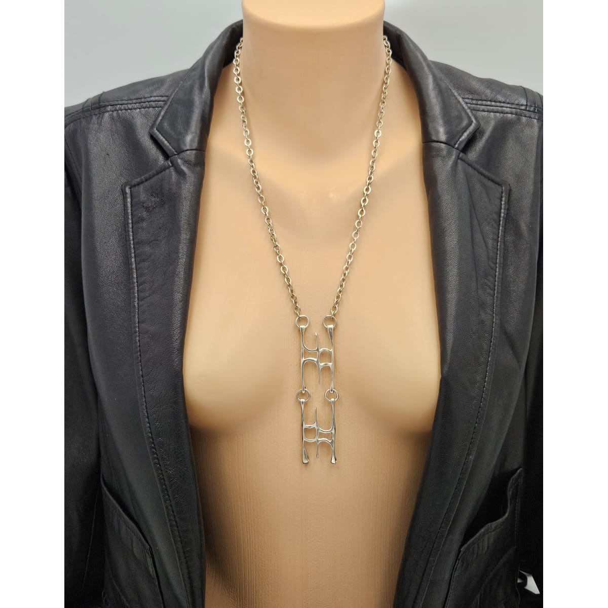 sterling silver abstract modernist Necklace Signed, view 2 of 8