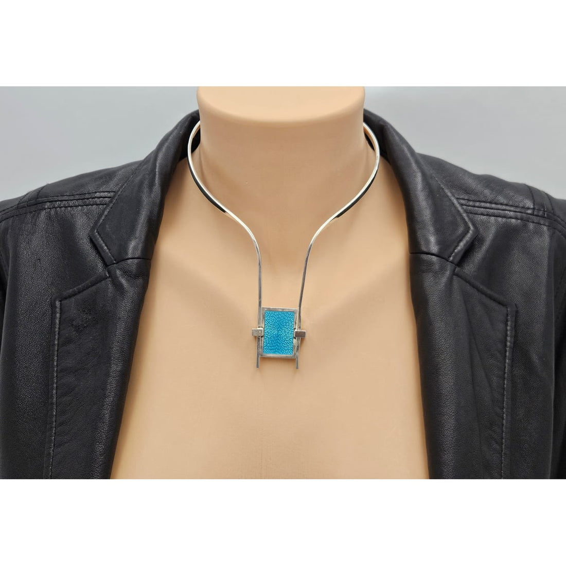 Pekka Piekainen for Auran Kultaseppa Finland sterling silver and enamel Necklace 1973, view 2 of 10