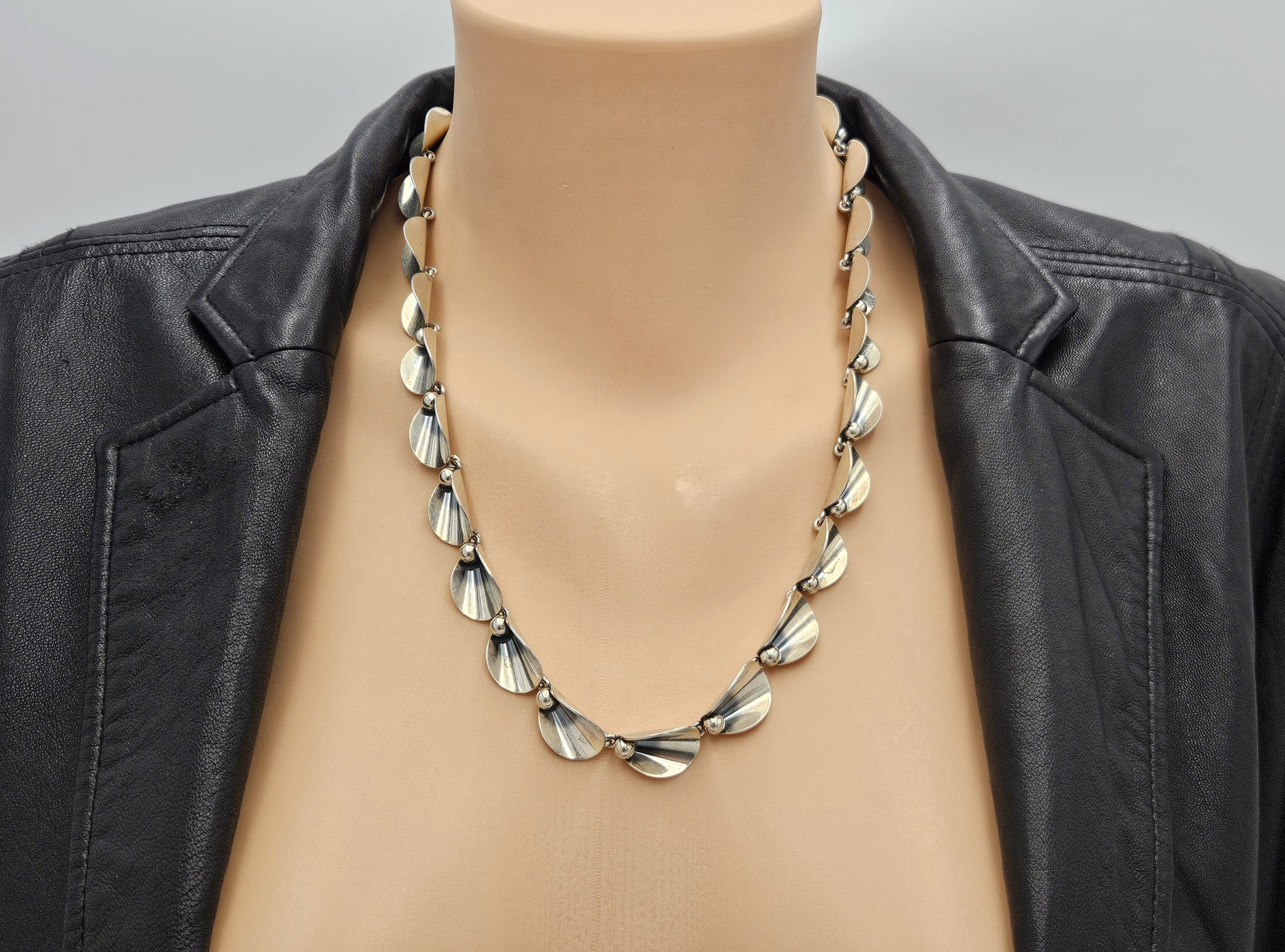 Niels Erik From Denmark sterling silver Art Deco Flora Fauna Necklace circa 1940s, view 2 of 9