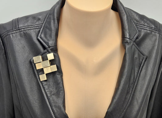 Designer Betty Cooke 3D modernist 14K gold Brooch/Necklace circa 1960s, view 3 of 8