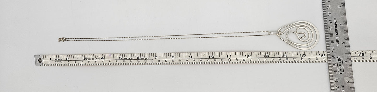 Designer Henry Steig sterling silver abstract modernist Pendant Necklace 1950s, view 9 of 9