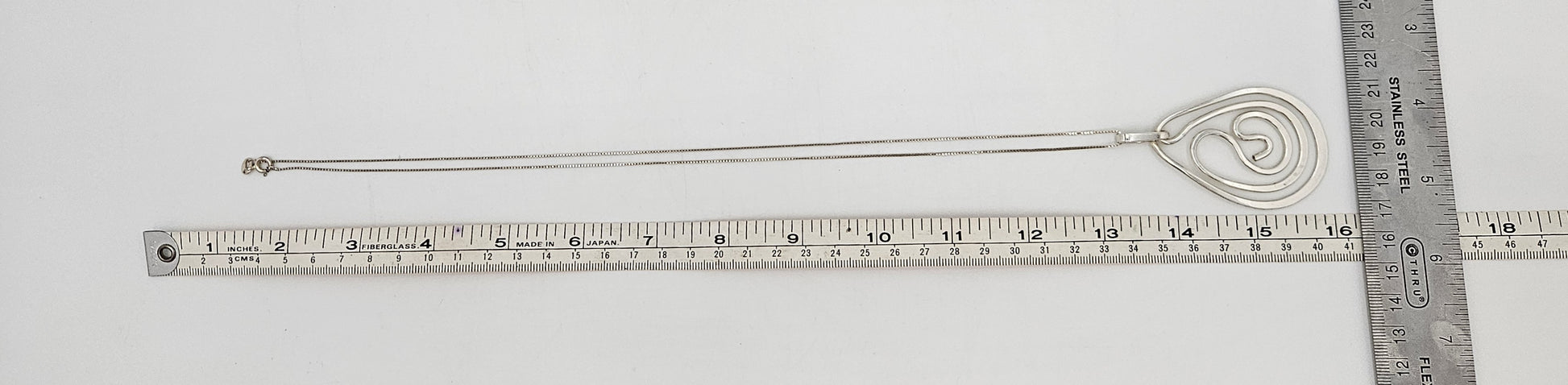 Designer Henry Steig sterling silver abstract modernist Pendant Necklace 1950s, view 9 of 9