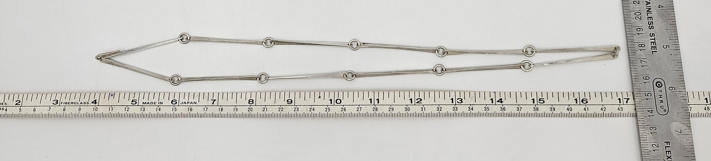 Danish Designer Søren Borup sterling silver modernist Bar Link Chain Necklace 1960s, view 7 of 7
