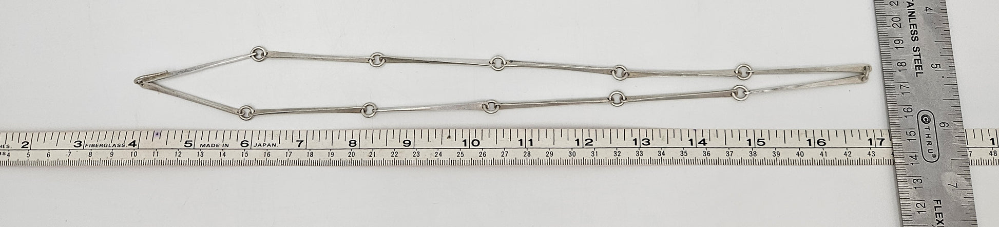 Danish Designer Søren Borup sterling silver modernist Bar Link Chain Necklace 1960s, view 7 of 7