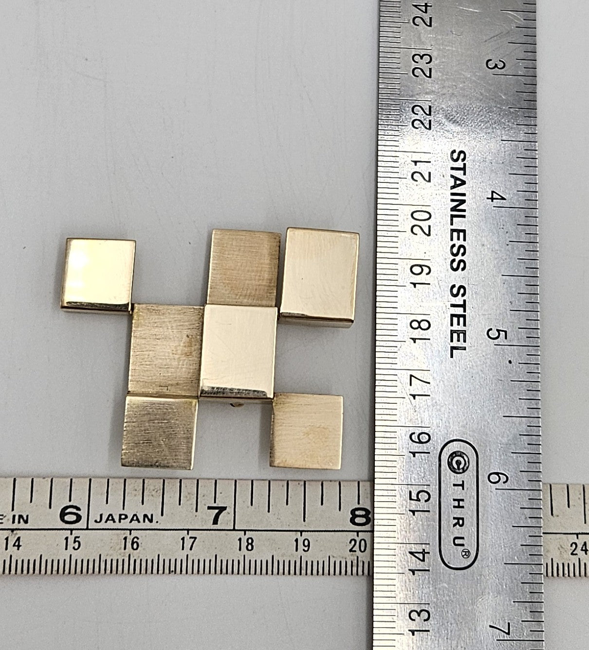 Designer Betty Cooke 3D modernist 14K gold Brooch/Necklace circa 1960s, view 8 of 8