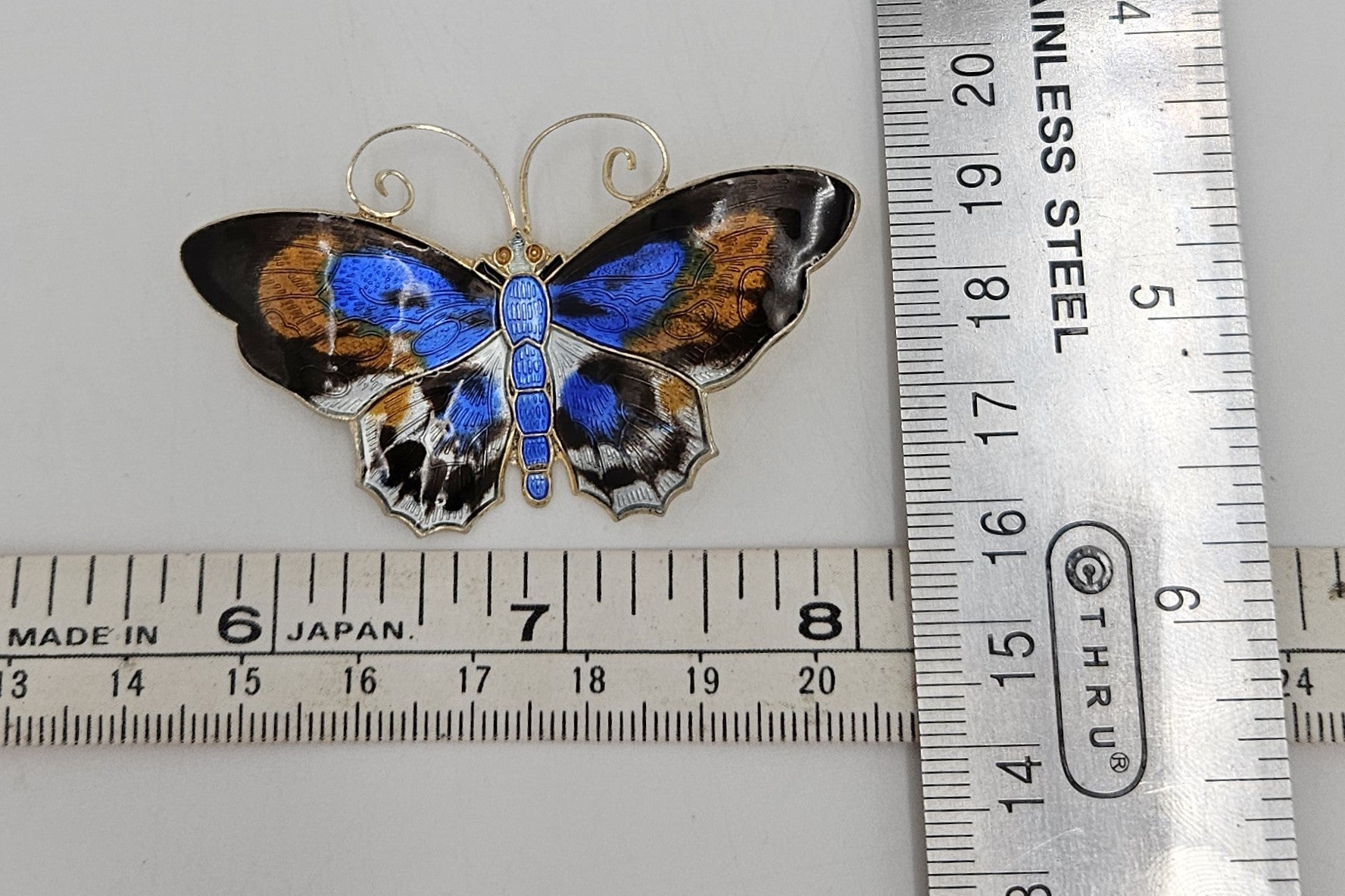 David Andersen Norway XL Gilt sterling silver enamel Butterfly Brooch 1940s, view 8 of 8