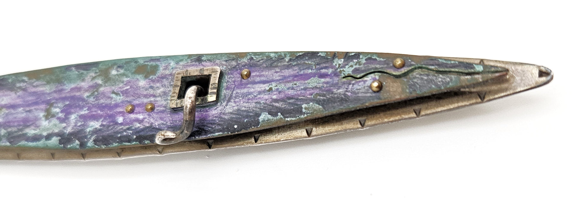 Studio Artist Debra Hoffmaster sterling silver Copper XL modernist Brooch Pin 2001, view 3 of 10