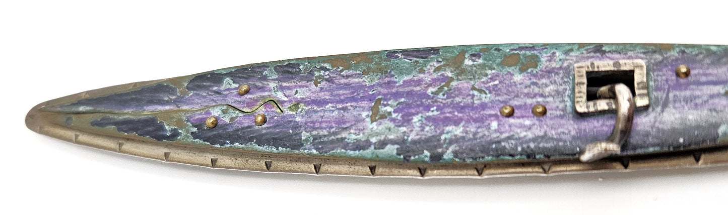 Studio Artist Debra Hoffmaster sterling silver Copper XL modernist Brooch Pin 2001, view 4 of 10