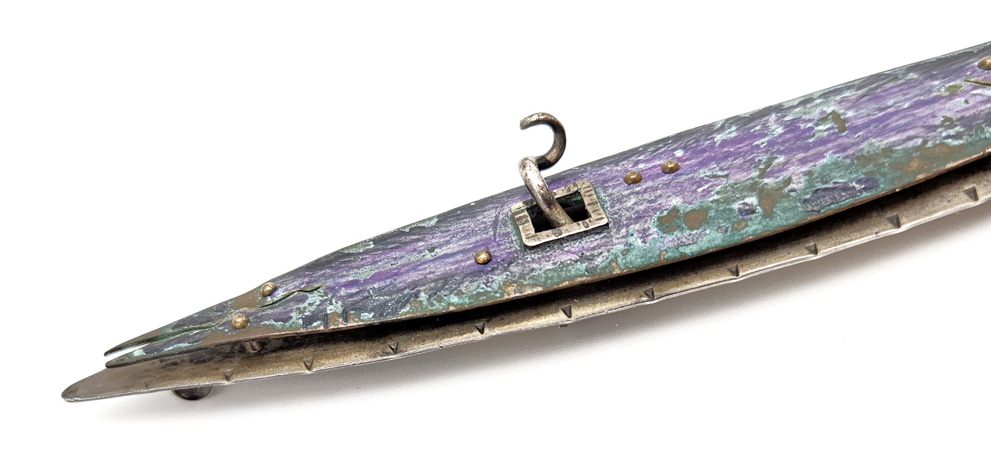 Studio Artist Debra Hoffmaster sterling silver Copper XL modernist Brooch Pin 2001, view 5 of 10