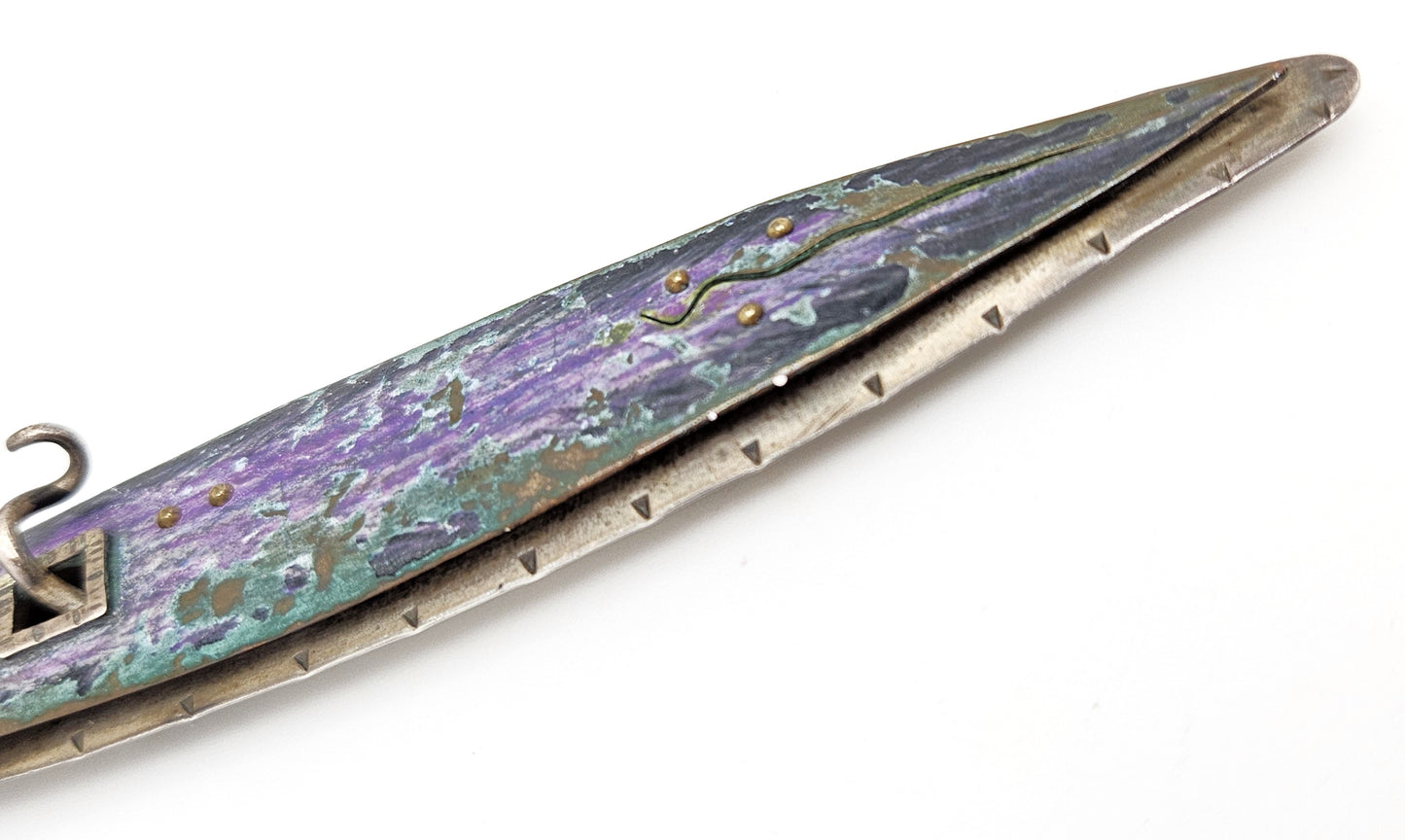 Studio Artist Debra Hoffmaster sterling silver Copper XL modernist Brooch Pin 2001, view 6 of 10