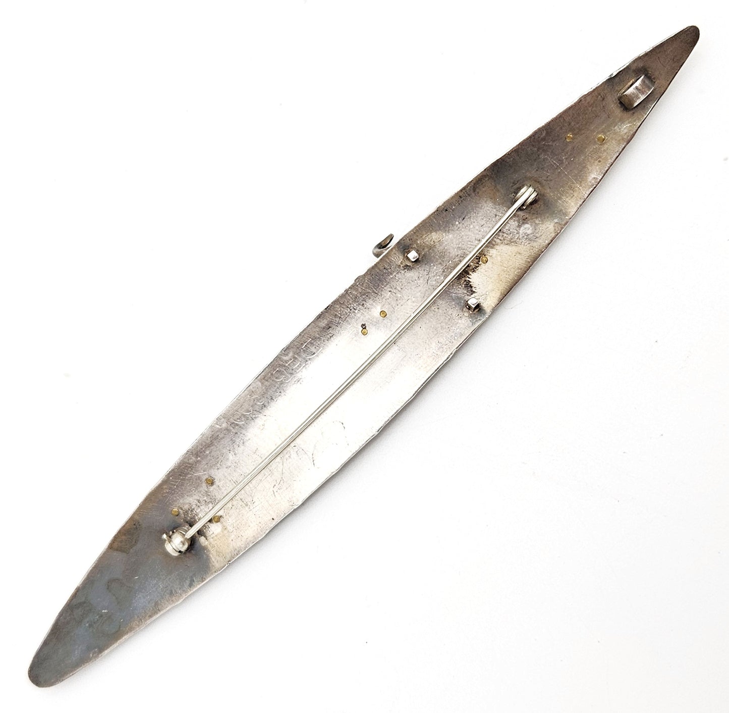 Studio Artist Debra Hoffmaster sterling silver Copper XL modernist Brooch Pin 2001, view 7 of 10