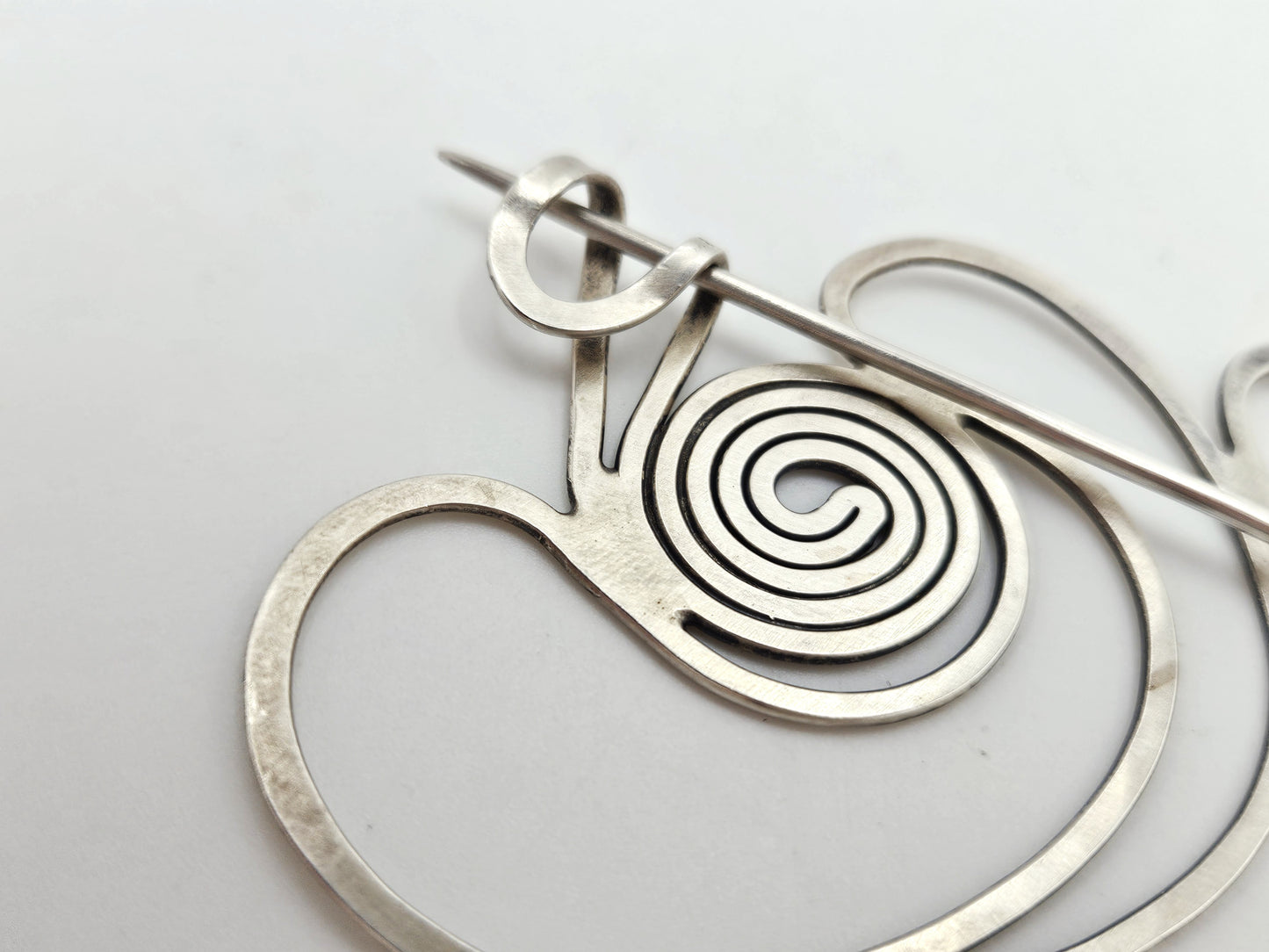 Vintage Studio Artisan sterling silver large Retro Atomic modernist Brooch Pin Signed?, view 6 of 7