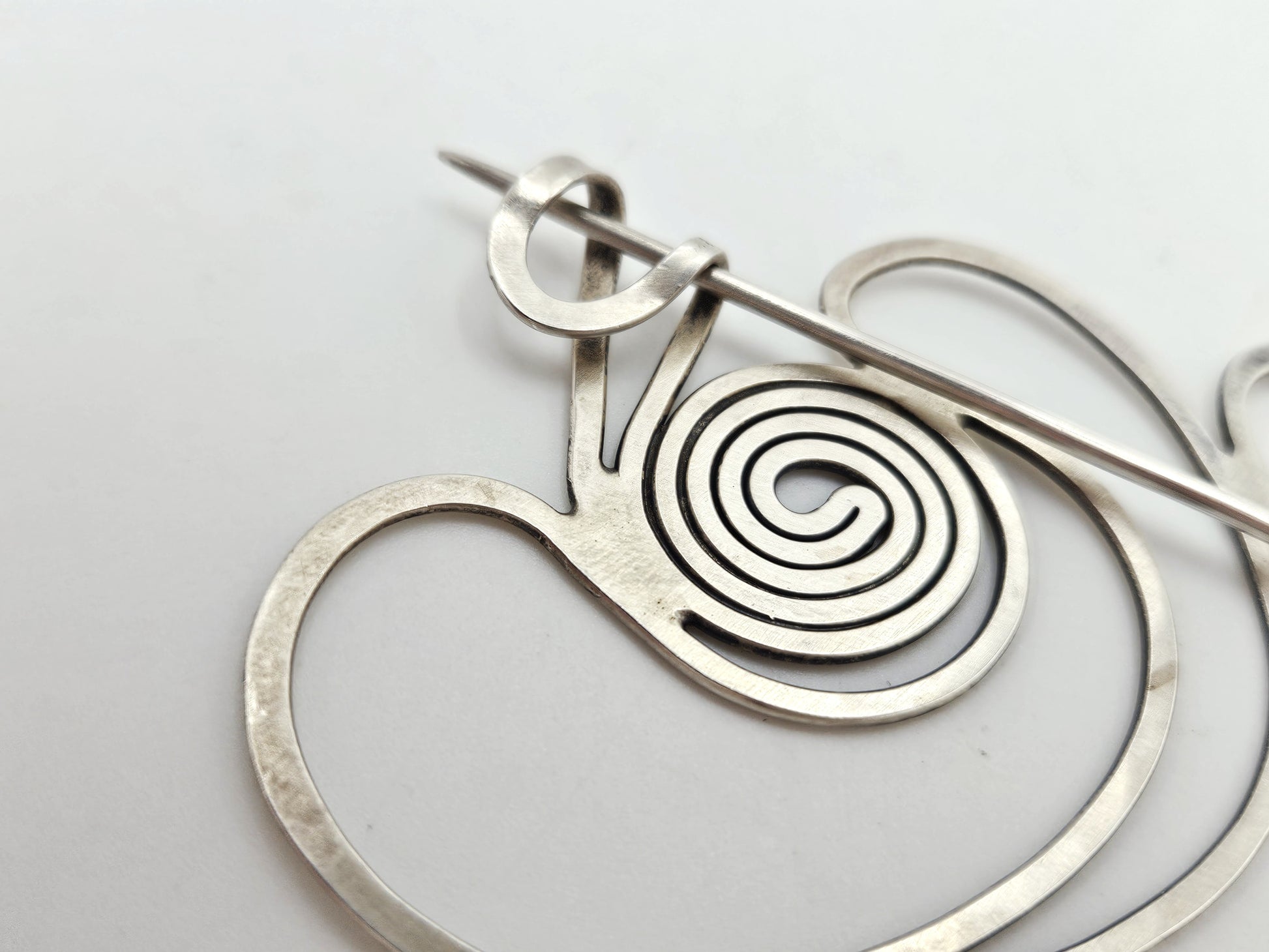 Vintage Studio Artisan sterling silver large Retro Atomic modernist Brooch Pin Signed?, view 6 of 7
