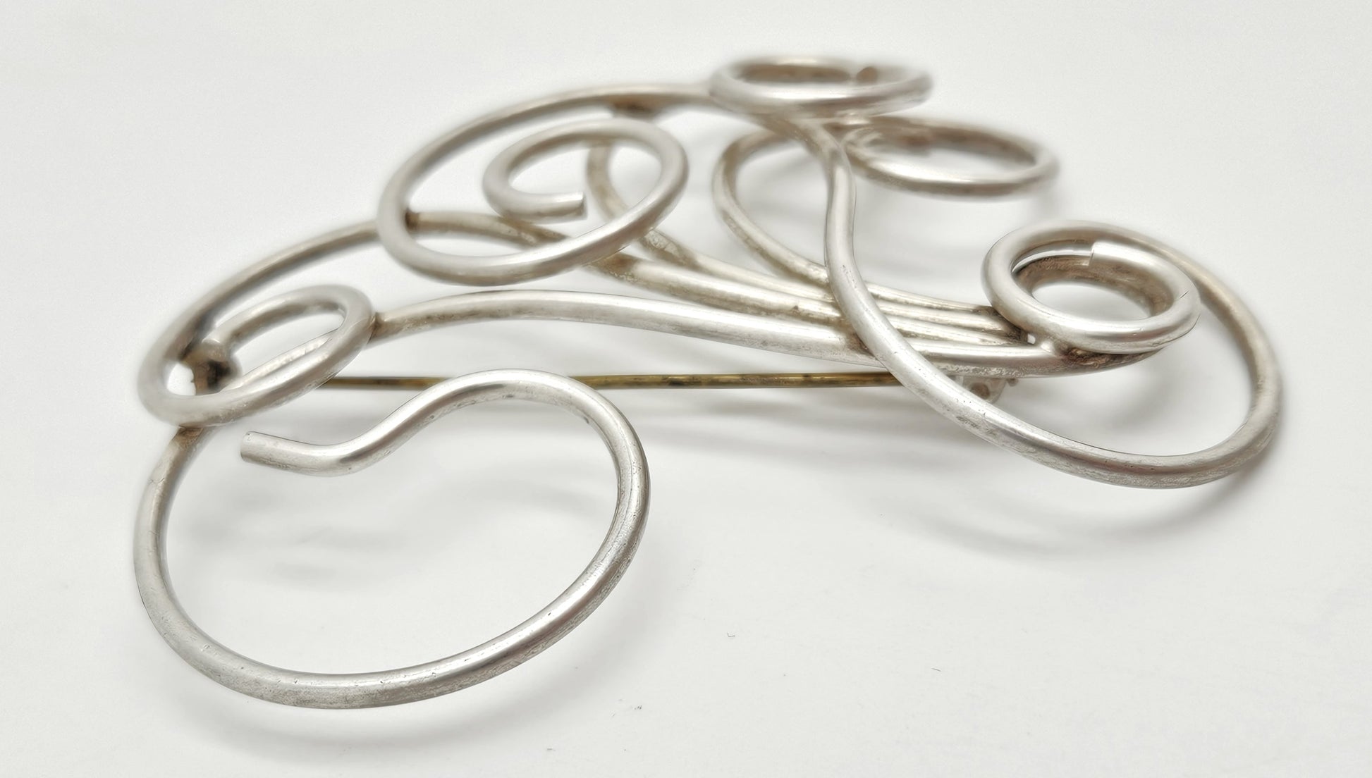 Vintage Studio Artisan sterling silver large Retro Atomic modernist Brooch Pin, view 3 of 7