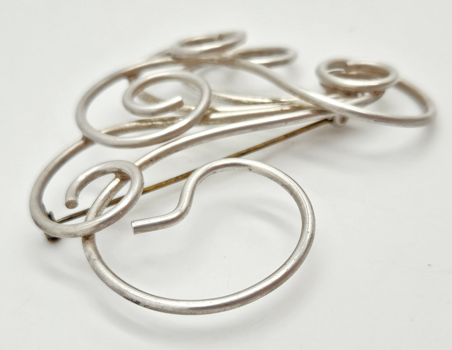 Vintage Studio Artisan sterling silver large Retro Atomic modernist Brooch Pin, view 5 of 7